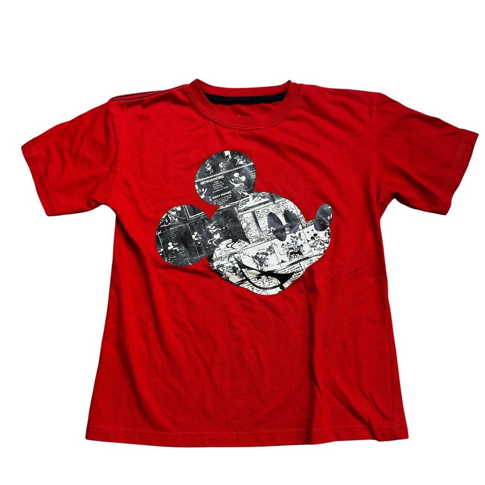 Disney Junior Kids Red Mickey Mouse Short Sleeve T-Shirt Size 7 Small